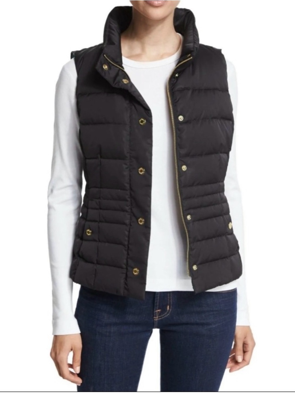 Lilly Pulitzer Isabelle Quilted Down Puffer Vest Black Tropical Palm Print XL